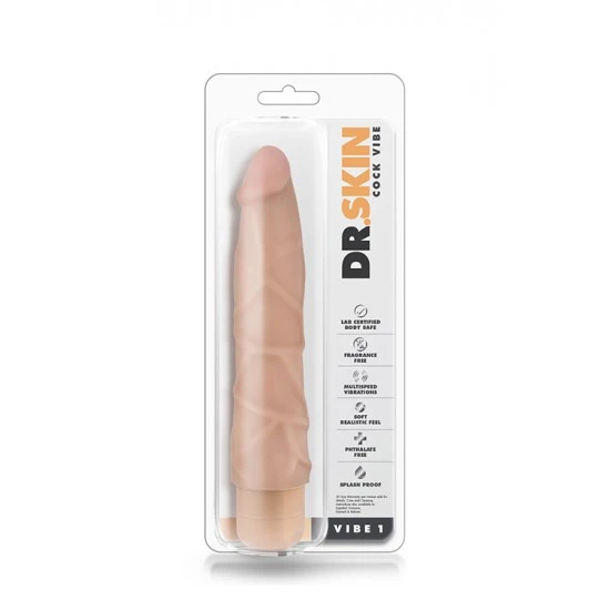 Vibrador Realista 1 Mr. Skin 19.5cm Pele Seja um bom anfitrião e receba de braços abertos o Mr. Skin em sua casa!Vibrador realista com cabeça e corpo proeminente. Com botão rotativo na base para navegar entre as potentes e profundas vibrações multivelocidades