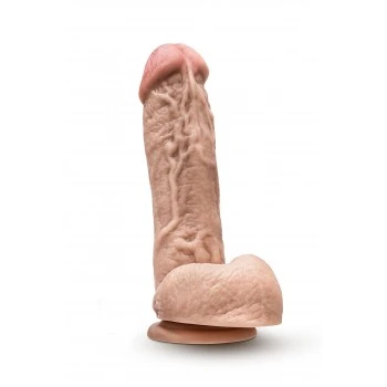 DR. SKIN MR. D 8.5 INCH DILDO WITH BALLS BEIGE