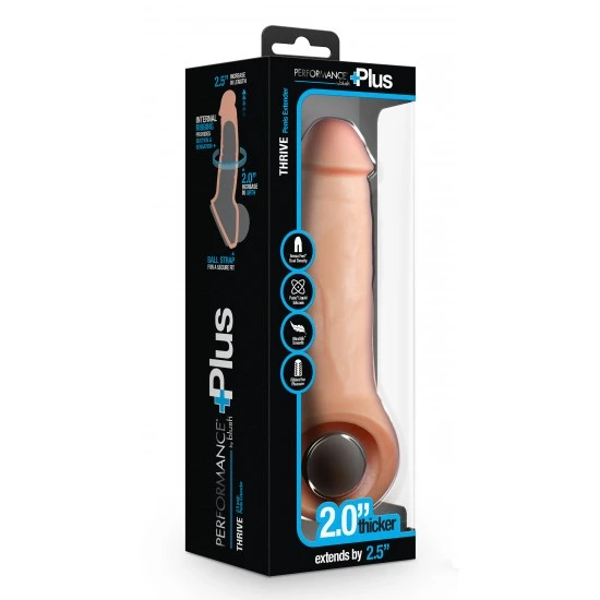 PERFORMANCE PLUS THRIVE 2.5 INCH SILICONE PENIS XTENDER BEIGE Maximize seu potencial com o extensor peniano Performance Plus Thrive da Blush. Projetado para aqueles que exigem perfeição, este extensor de 8,75 polegadas aumenta o comprimento e a circunferência, adicionando impressio