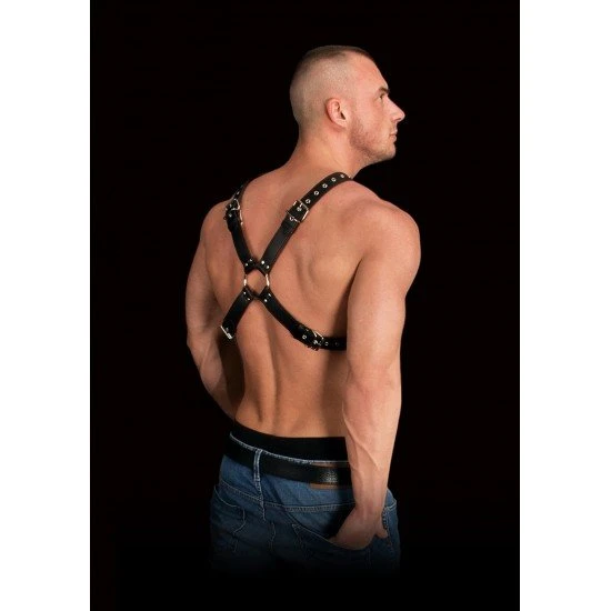 Arnês de Torso Bondage Adonis Pele Preto Adicione ainda mais intensidade às suas aventuras sexuais e permita-se desfrutar do melhor da vida!Arnês masculino fetichista todo em pele decorado com anéis de metal. Com detalhes apaixonantes e super confortável de se