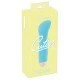 Cuties Mini Vibrador blue Mini vibrador azul com reentrância côncava na haste. Tem 7 modos de vibração diferentes e pode ser recarregado com o cabo USB incluído. Fácil de usar e com um design elegante. À prova dágua. Comprimento total 12,9 cm,