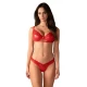 OBS Bra Set S/M Conjunto de sutiã e tanga com aroNuma sensual cor vermelhaLindo material brilhante e delicada renda floralDetalhes decorativos em douradoAlças ajustáveisMacio e elástico para um ajuste muito confortável Material vermelho