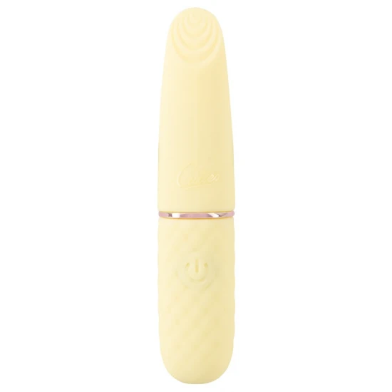 Cuties Mini Vibe Yellow 5. Gen Mini vibrador da 5ª Geração CutiesPonta vibratória achatada com textura estimulanteVibrações intensas que vão fundoFácil de usarDesign elegante em cor pastelA textura de diamante facilita a fixaçãoSilicone aveludado com
