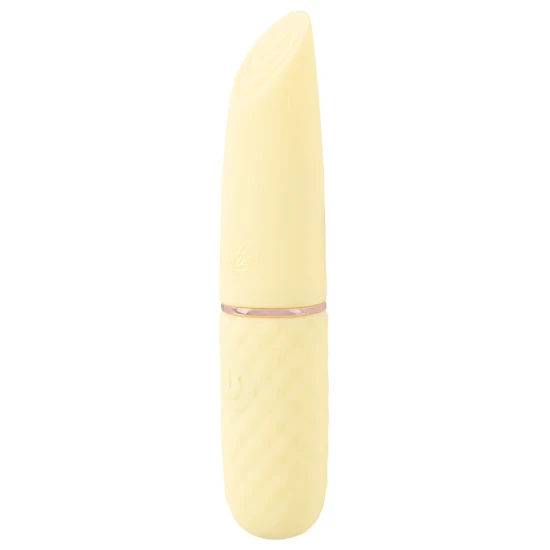 Cuties Mini Vibe Yellow 5. Gen Mini vibrador da 5ª Geração CutiesPonta vibratória achatada com textura estimulanteVibrações intensas que vão fundoFácil de usarDesign elegante em cor pastelA textura de diamante facilita a fixaçãoSilicone aveludado com