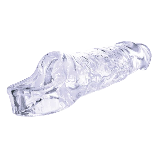 Manga de extensão com alça de bola Feito de TPE altamente transparente Flexível e maleável Macio e higiênico Comprimento interno 3,5 polegadas / 8,9 cm Extensão 1,5 polegada / 3,8 cm Comprimento externo 5 polegadas