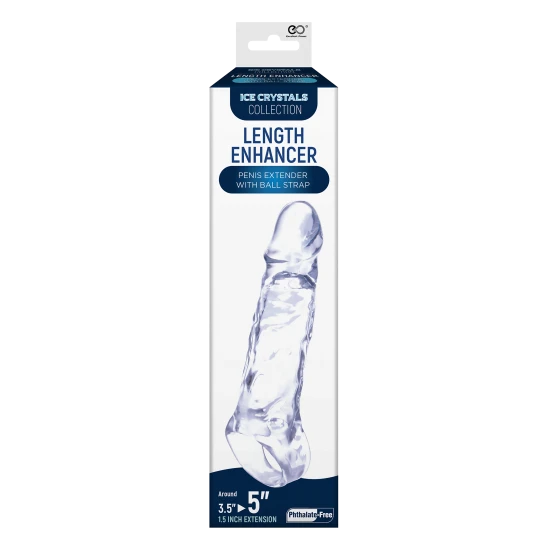Manga de extensão com alça de bola Feito de TPE altamente transparente Flexível e maleável Macio e higiênico Comprimento interno 3,5 polegadas / 8,9 cm Extensão 1,5 polegada / 3,8 cm Comprimento externo 5 polegadas