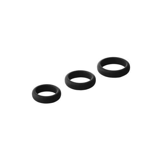 CONJUNTO DE 3 ANEIS RAMROD Conjunto de 3 anéis penianos grossos e elásticos em diferentes tamanhos. Cada anel é feito de silicone liso. Eles podem ser usados separadamente ou combinados. Conjunto de 3 anéis penianos Feito de silicone liso Diâmetr