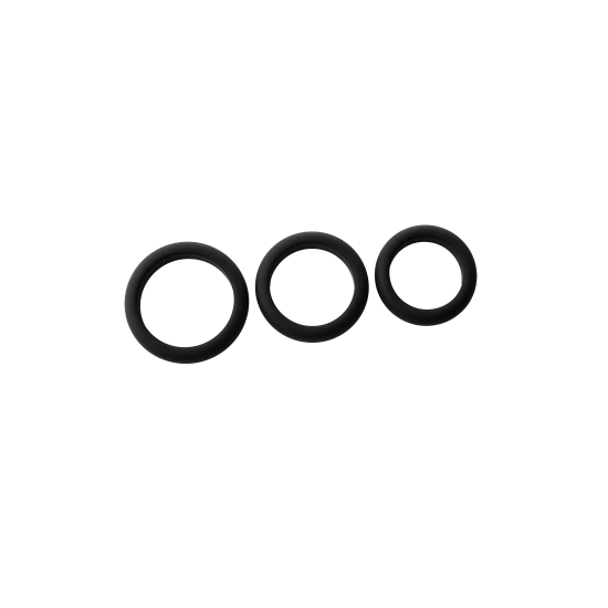 CONJUNTO DE 3 ANEIS RAMROD Conjunto de 3 anéis penianos grossos e elásticos em diferentes tamanhos. Cada anel é feito de silicone liso. Eles podem ser usados separadamente ou combinados. Conjunto de 3 anéis penianos Feito de silicone liso Diâmetr