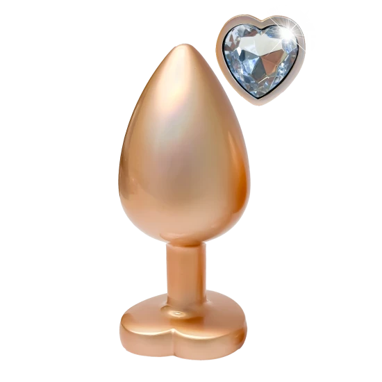 A coleção Gleaming Love apresenta este plug com acabamento em pérola rosa de tamanho pequeno e pedra preciosa. Feito de alumínio leve e suave e sem costura, este brinquedo de prazer é fácil de deslizar e a base alargada