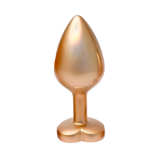 A coleção Gleaming Love apresenta este plug com acabamento em pérola dourada de tamanho pequeno e pedra preciosa. Feito de alumínio leve e suave e sem costura, este brinquedo de prazer é fácil de deslizar e a base alarga