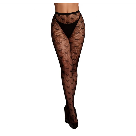 Heart Patterned Tights - One Size - Black