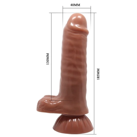 Pénis Realista com vibração. Impermeável. Material: Termoplástico. Usa Pilhas: 2x AA. Aviso: O produto deve ser lavado antes e depois de usar. É recomendado produto de limpeza. Não usar na pele inflamada ou ferida. Usar